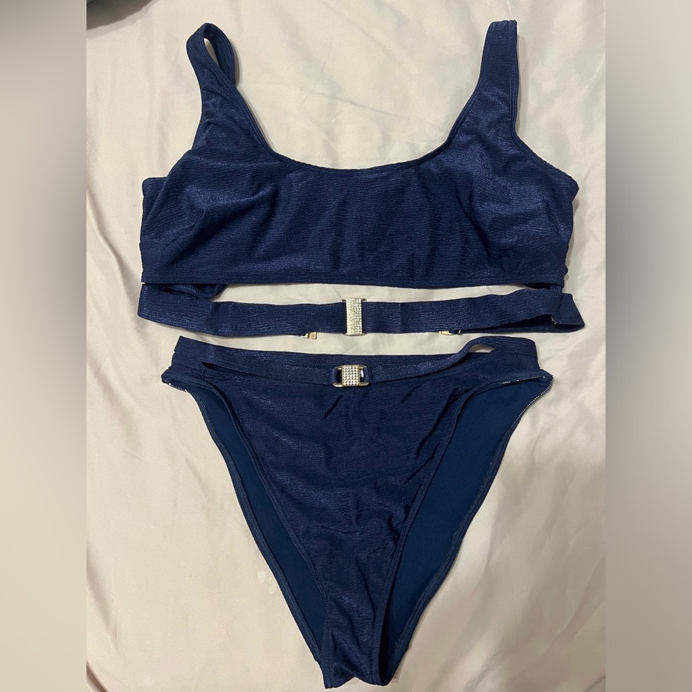 Blue Glitter Wolf & Whistle Bikini